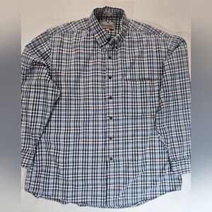 Aeropostale Mens Button Down Shirt Medium Blue Plaid Flannel Western Outdoor Y2K